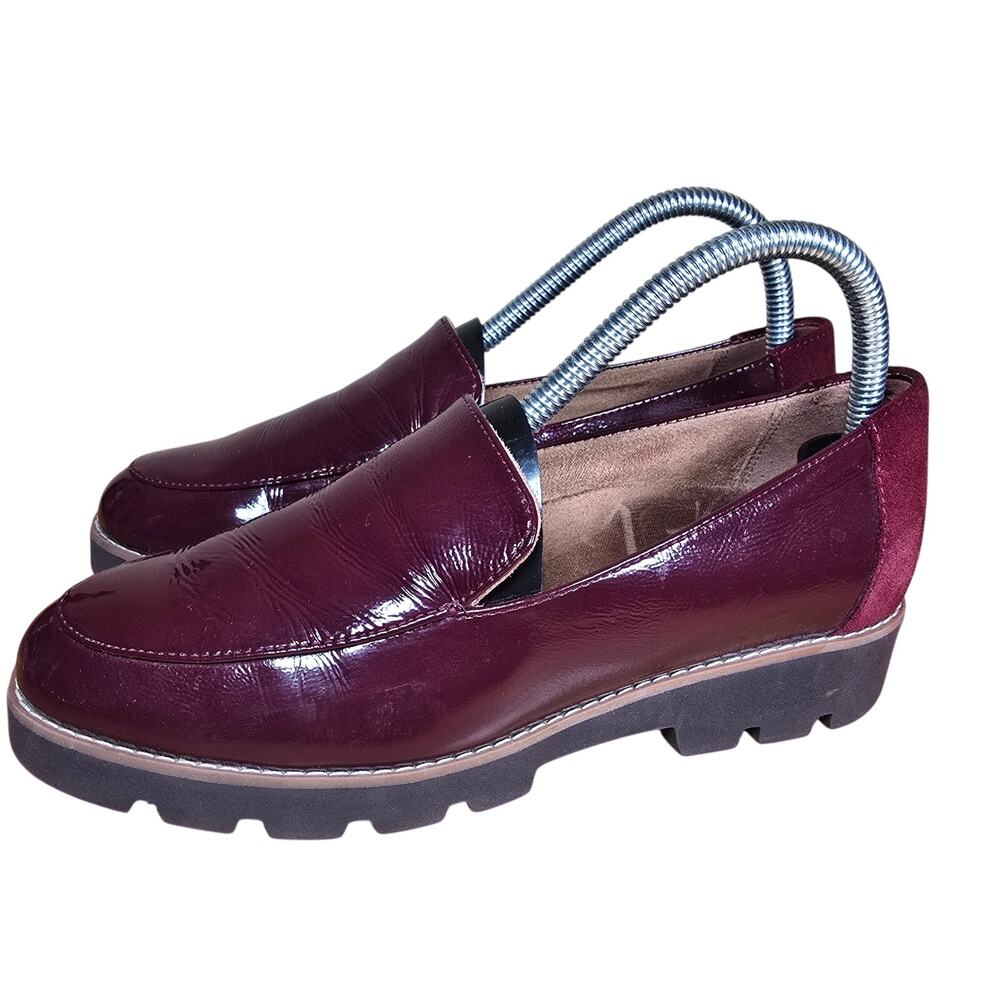 Vionic Shoes Willa Boa Red Black Patent Leather Suede Excellent Loafer Size 7